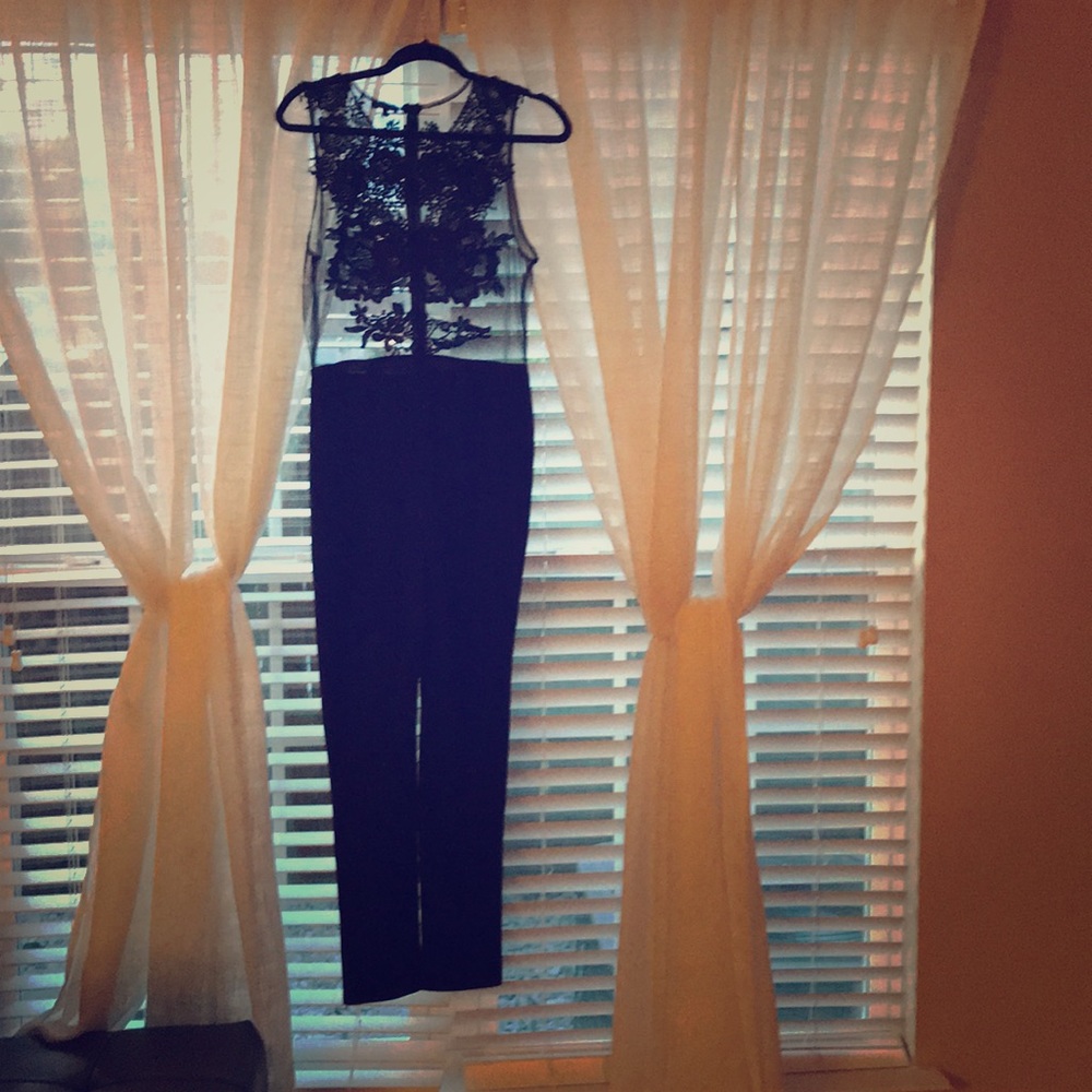 Black all into one sheer lace pants